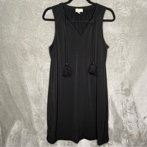 MICHAEL Michael Kors Sleeveless Black Basic Drawstring Tassel Sheath Dress Large